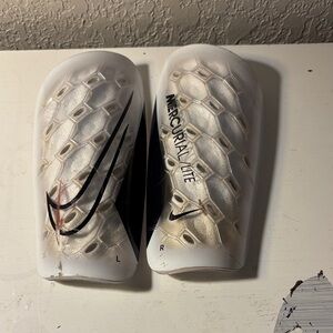 Nike Mercurial Lite White and Black Shin Guards